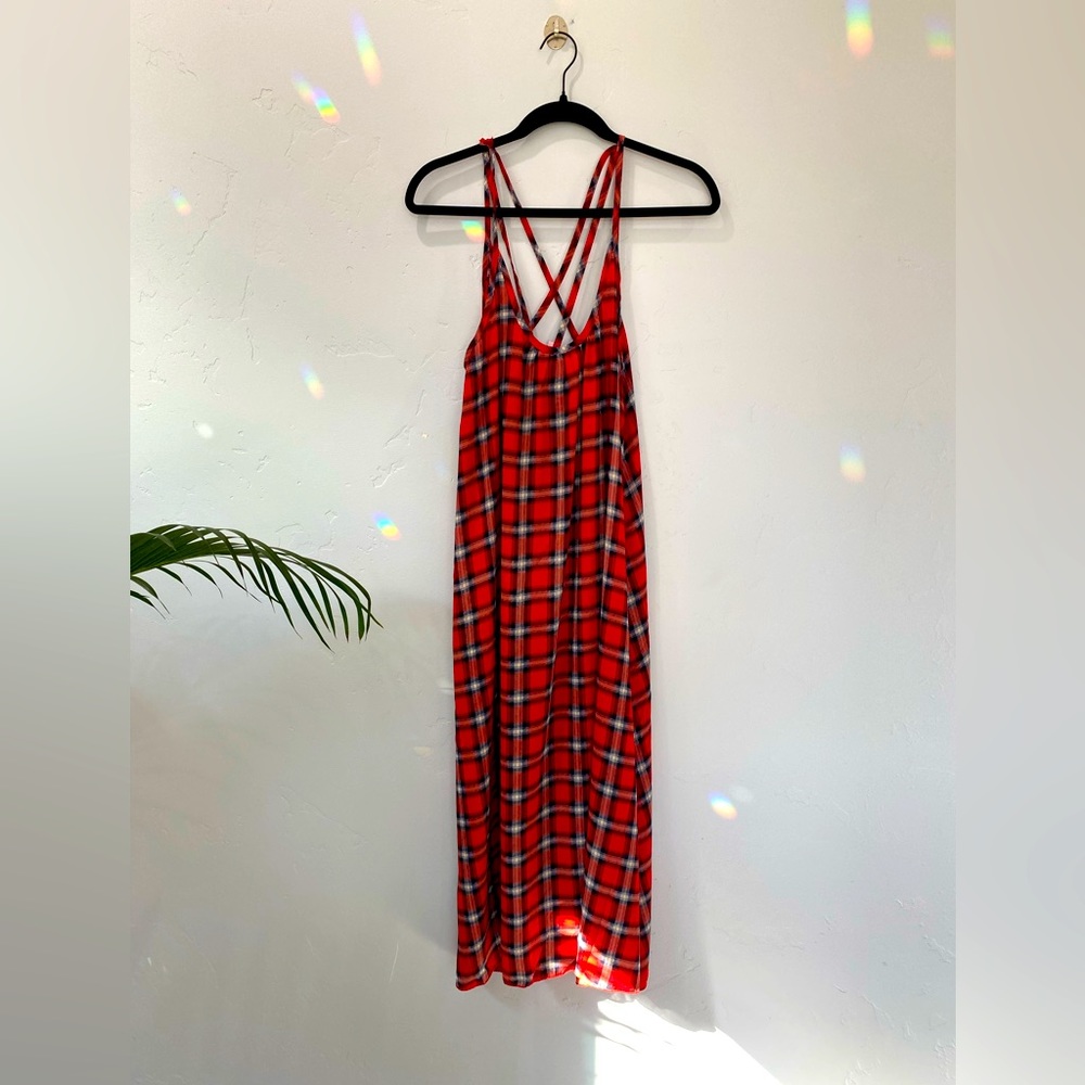 Dressed in LaLa Cherry Soda Plaid Midi Dress